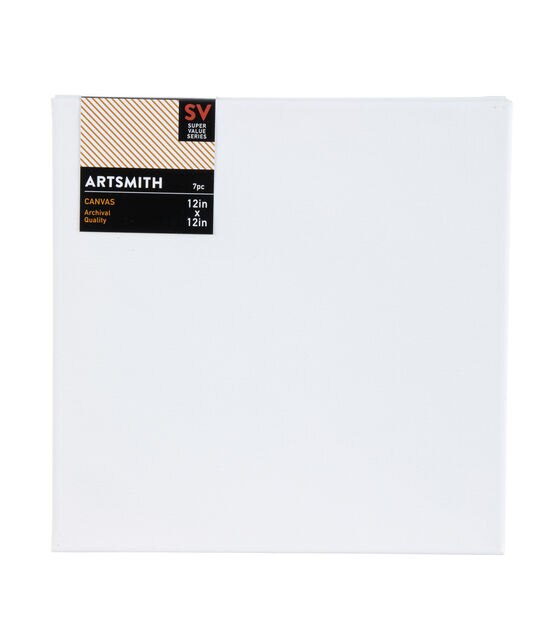 12 x 12 Stretched Super Value Pack Cotton Canvas 7pk - Stretched Canvas - Art Supplies & Painting