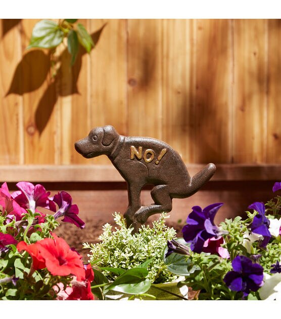 Zingz & Thingz No! Pooping Cast Iron Garden Stake, , hi-res, image 4