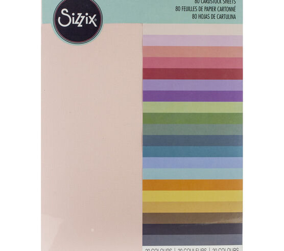 Sizzix Textured Cardstock Sheets A4 80 Pkg Assorted Colors