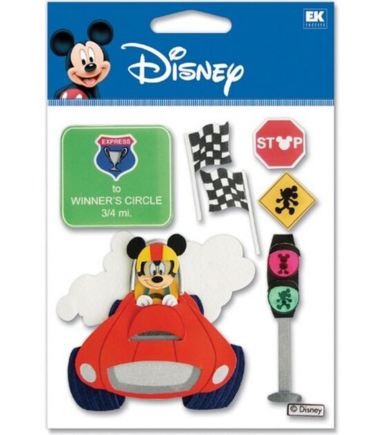 Disney Dimensional Vacation Stickers Race Car Mickey