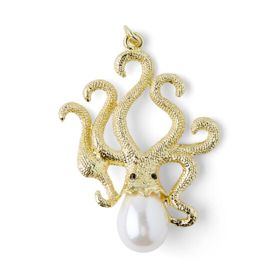 Gold Octopus Pendant With Pearl by hildie & jo, , hi-res, image 2