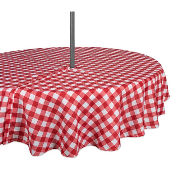 Design Imports Red Check Outdoor Tablecloth Round 60"