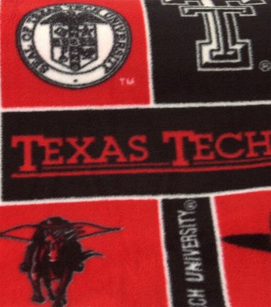Texas Tech University Red Raiders Fleece Fabric Block