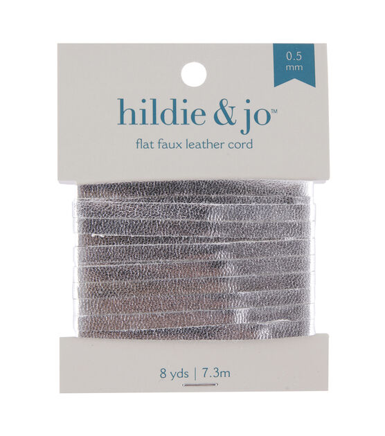 0.5mm x 8yds Silver Flat Faux Leather Cord by hildie & jo