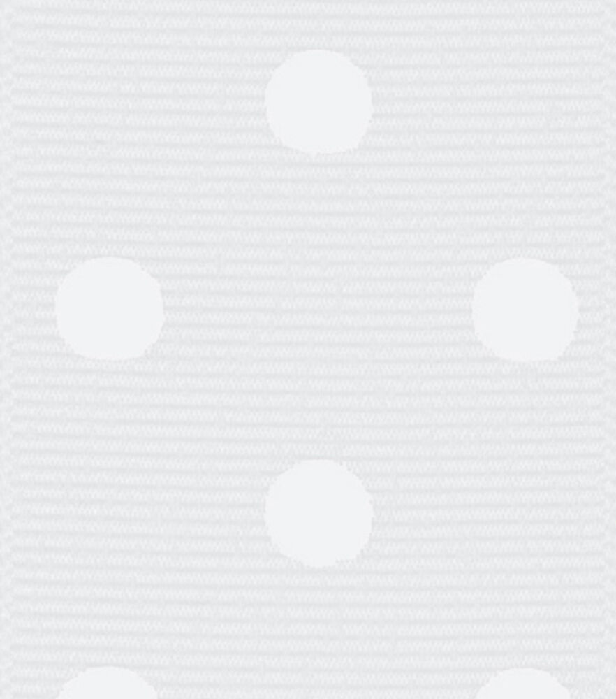 Offray 1.5"x9' Polka Dots Grosgrain Ribbon, White, swatch