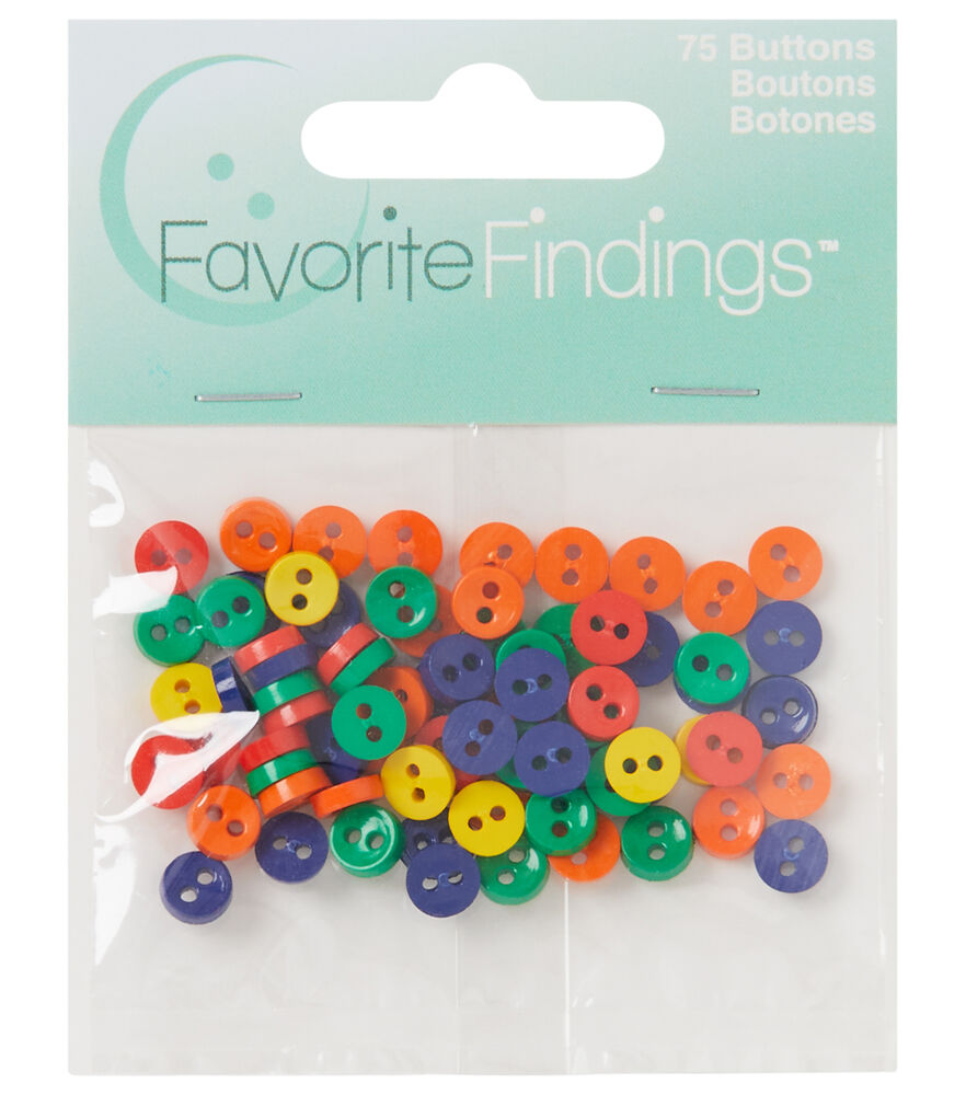 Favorite Findings 1/4" Halloween Plastic 2 Hole Buttons 75pc, Mini Primary, swatch