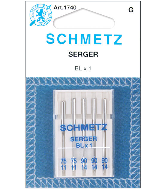 Schmetz Overlock Machine Needles 5 pk 11/75,14/90, , hi-res, image 1