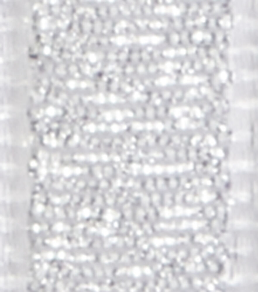 Offray 3/8"x9' Luxe Metallic Woven Wired Edge Ribbon, Silver, swatch, image 1