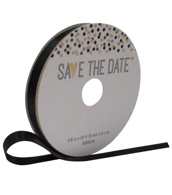 Save the Date 3/8'' X 30' Ribbon Black Satin