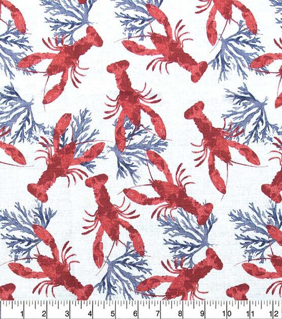 Red Lobsters Novelty Cotton Fabric