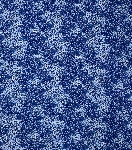 Blue Mums Quilt Cotton Fabric by Keepsake Calico