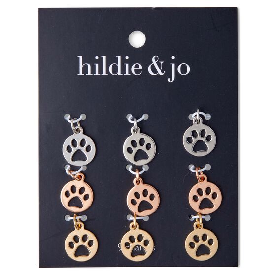 9ct Metal Circle Charms With Paw Print Cutout by hildie & jo