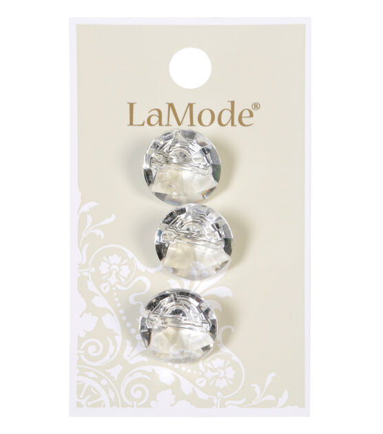 La Mode 5/8" Clear Crystal Shank Buttons 3pk