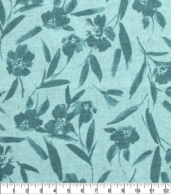 18" x 21" Teal Tonal Floral Cotton Fabric Quarter 1pc by Keepsake Calico, , hi-res, image 3