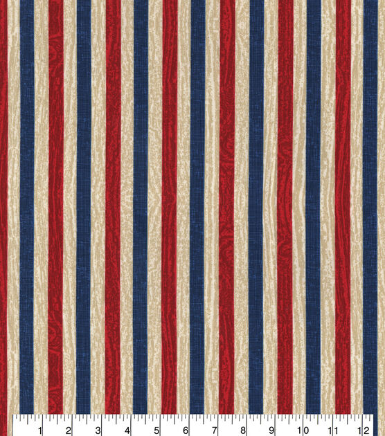Textured Stripe Patriotic Cotton Fabric