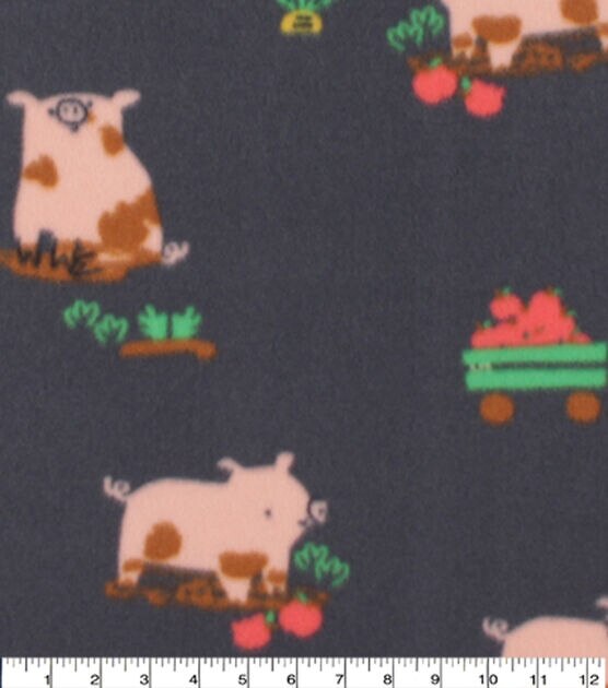 Pigs On The Farm Blizzard Prints Fleece Fabric, , hi-res, image 3
