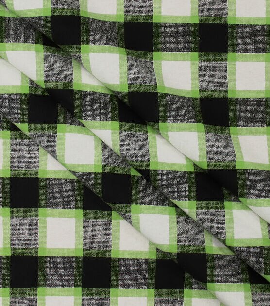 Green Black Textured Check Super Snuggle Flannel Fabric, , hi-res, image 2