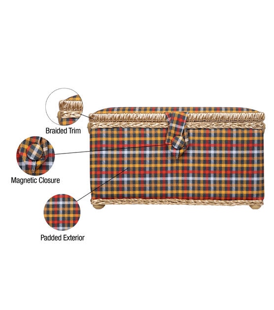 SINGER Medium Plaid Flannel Sewing Basket 10.25"x6", , hi-res, image 4