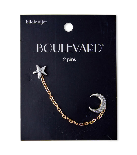 Dual Pin Star & Moon With Chain Connector by hildie & jo