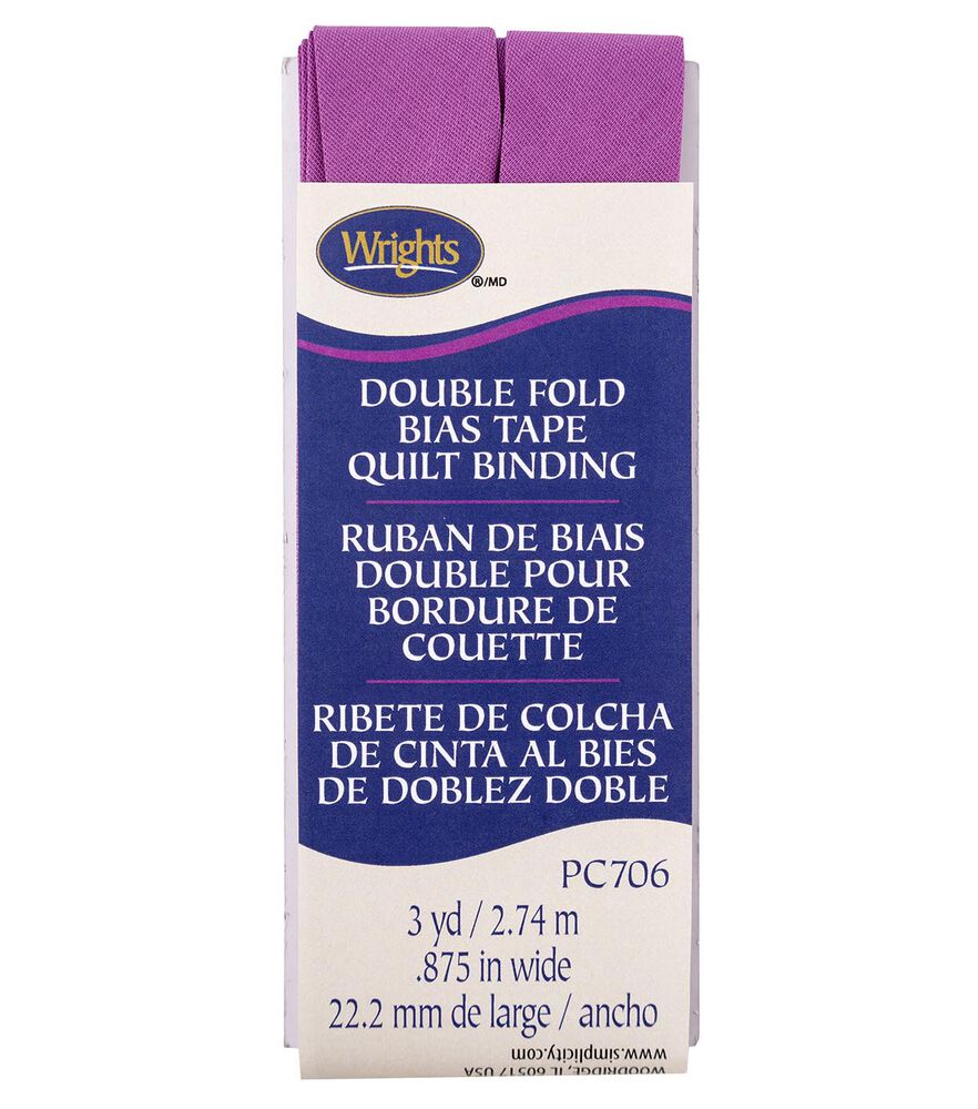 Wrights 7/8" x 3yd Double Fold Quilt Binding, Orchid, swatch, image 59