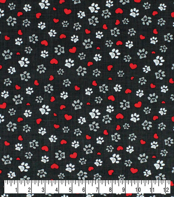 Tossed Love Paws Novelty Cotton Fabric, , hi-res, image 3