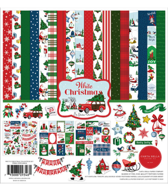 Carta Bella 12 Sheet 12 x 12 White Christmas Cardstock Collection Kit