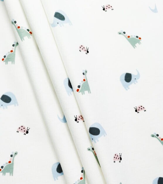 Animals on White Nursery Flannel Fabric by Lil' POP!, , hi-res, image 2
