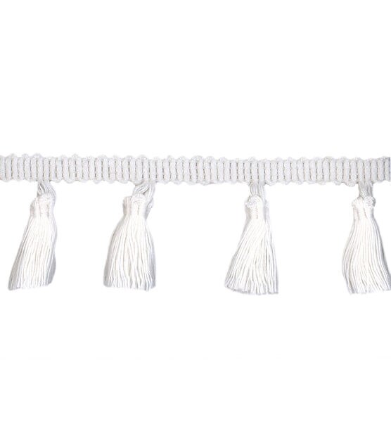 Simplicity Tassel Fringe Trim 2'' White, , hi-res, image 2