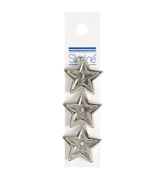 Blumenthal Lansing 7/8" Slimline Silver Star 2 Hole Buttons 3pk