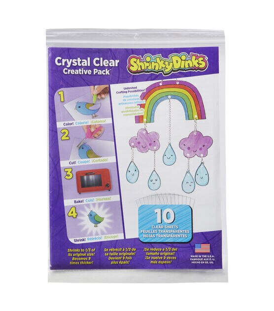 Shrinky Dinks Creative Pack, 10 Crystal Clear Sheets, Kids Arts and Crafts Activity Set by Just Play