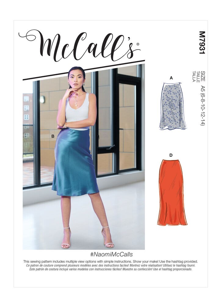 McCall's M7931 Size 6 to 22 Misses Skirts Sewing Pattern, A5 (6-8-10-12-14), swatch