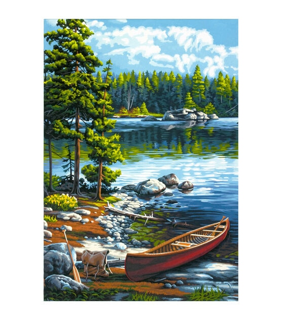 PaintWorks Paint by Number Kit Canoe by the Lake, , hi-res, image 2