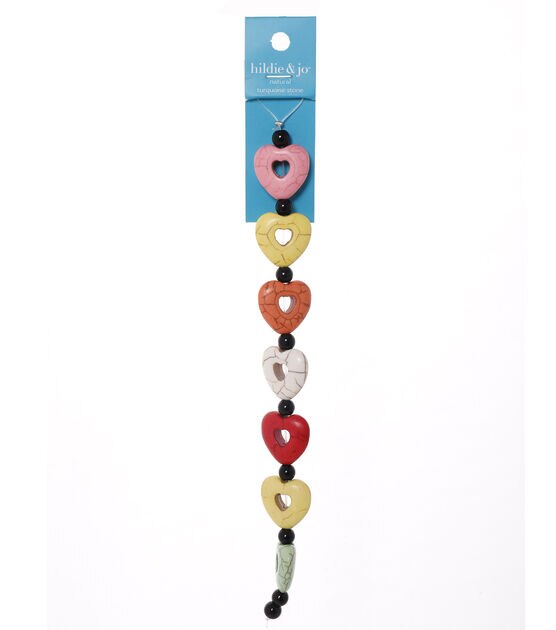 20mm Multicolor Turquoise Stone Heart Bead Strand by hildie & jo