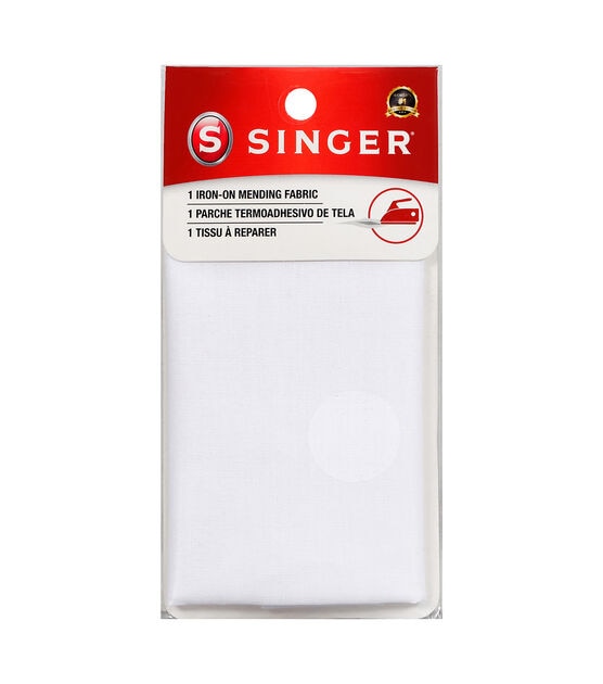 SINGER Iron-On Patch.  7" x 16" , 100% Cotton, White, , hi-res, image 1