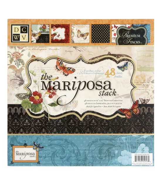 DCWV 48 Sheet 12" x 12" Mariposa Premium Printed Cardstock Paper Pack