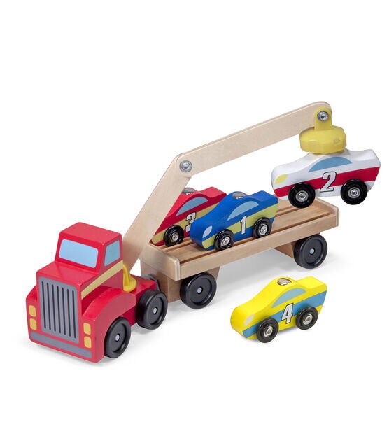 Melissa & Doug 6ct Magnetic Car Loader Toy Set