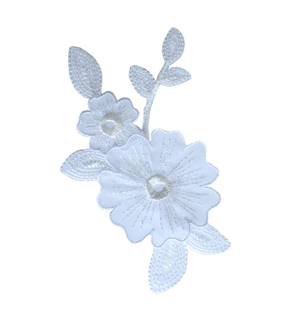Simplicity 3.5" x 4" White Flowers Iron On Patch, , hi-res, image 3