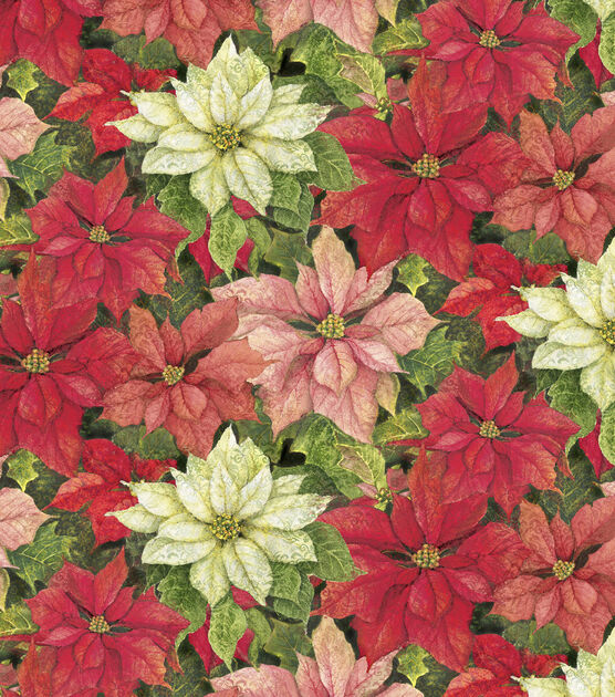 Springs Creative Poinsettias Christmas Cotton Fabric, , hi-res, image 2