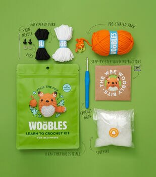 Woobles Beginner Crochet Kit Fred Rainbow Dinosaur - The Websters