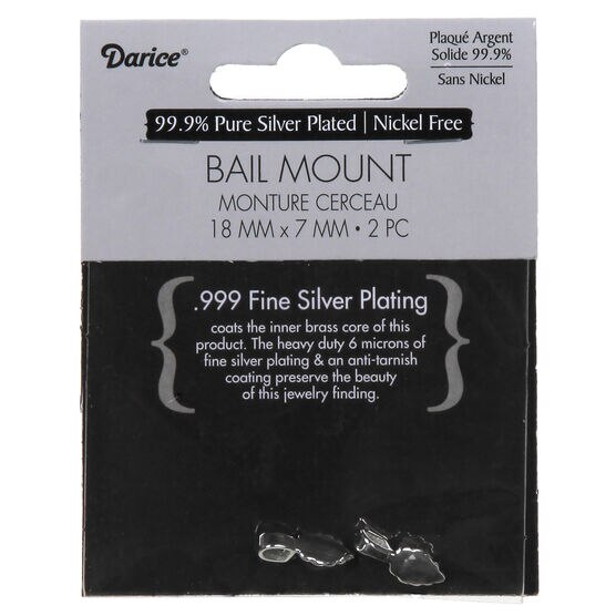 Darice 18mm x 7mm Sterling Silver Plated Bail Mounts 2pk