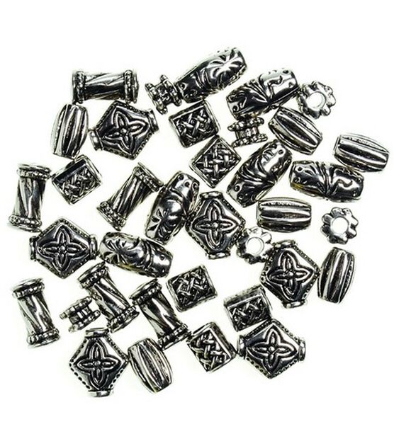 48ct Antique Silver Assorted Plastic Beads by hildie & jo