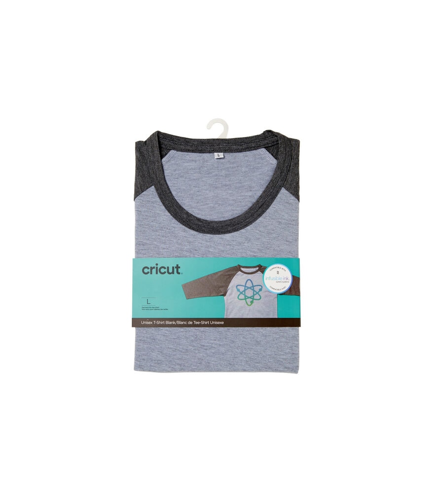 Cricut Unisex Adult T-Shirt Blank | Raglan in Dark/Light Heathered Gray | 2XL