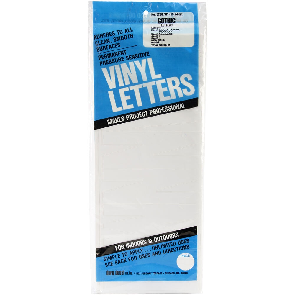 Duro 94pcs Permanent Adhesive Vinyl Letters, White, swatch