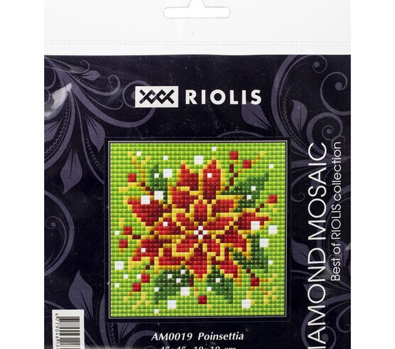 RIOLIS Diamond Mosaic Embroidery Kit 4''X4'' Poinsettia