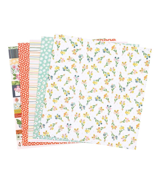 DCWV 12in x 12in Double-sided Printed Cardstock - Pocket Full of Flowers, , hi-res, image 3