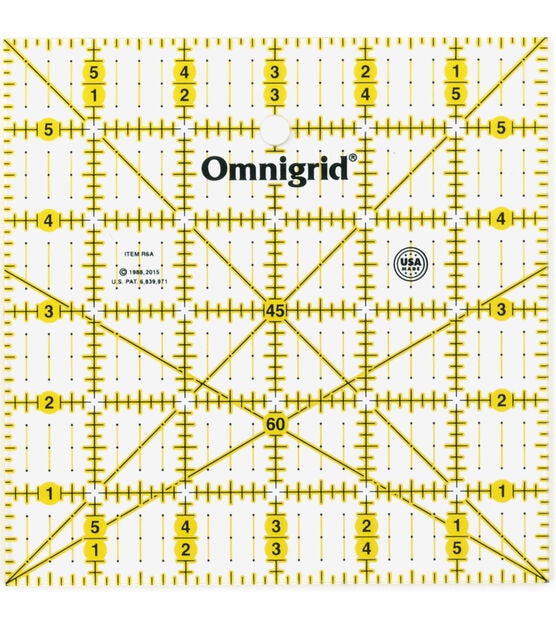 Omnigrid Square Ruler with Angles, 6" x 6"