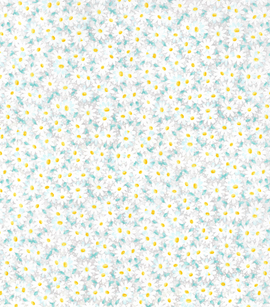 Fabric Traditions Packed Daisies Cotton Fabric by Keepsake Calico, Gray, swatch