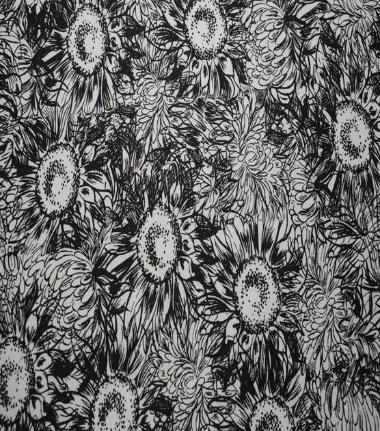 Black Sketched Sunflowers Quilt Cotton Fabric by Quilter's Showcase