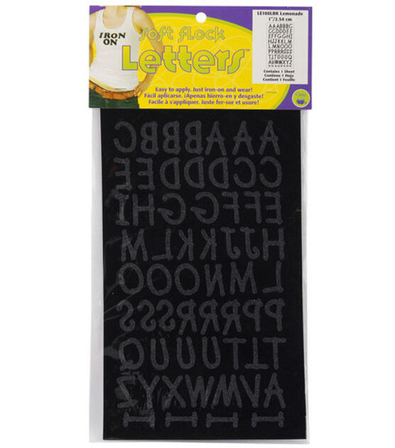 Dritz 1" Black Soft Flock Lemonade Iron On Letters 60ct