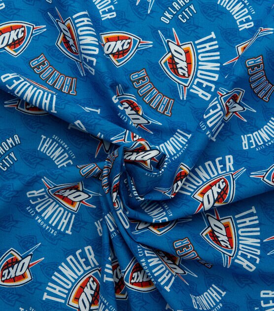Oklahoma City Thunder Cotton Fabric Tossed Logos, , hi-res, image 5